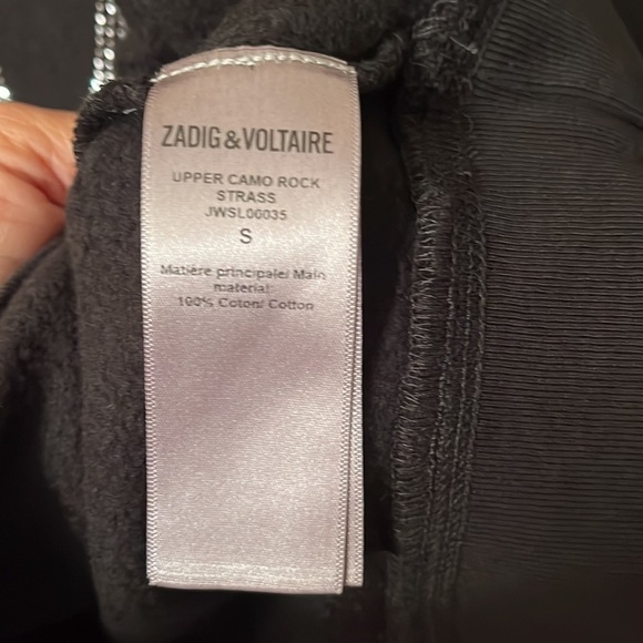 Zadig & Voltaire Camo Black Rock Strass Sweatshirt Sz S NWT - Picture 6 of 8
